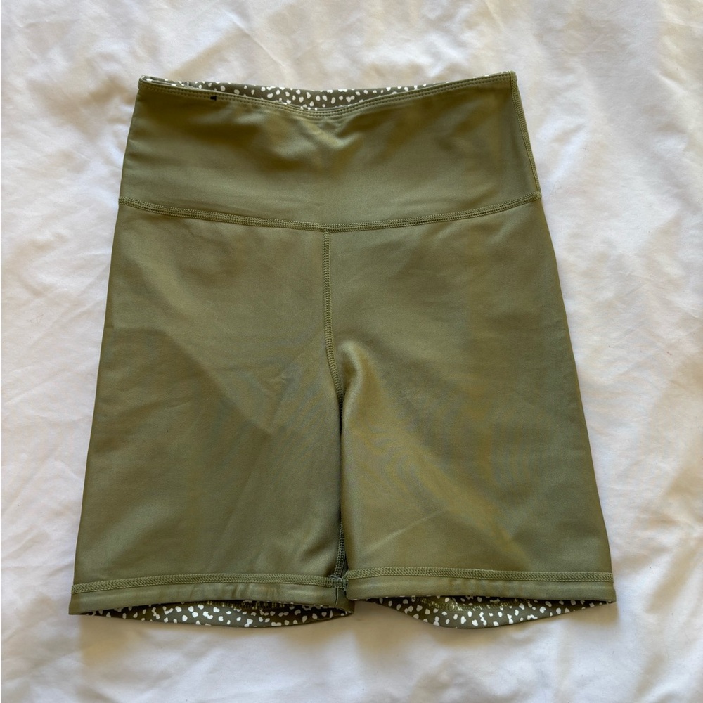 Olive Green Women's High-Waisted Biker Shorts